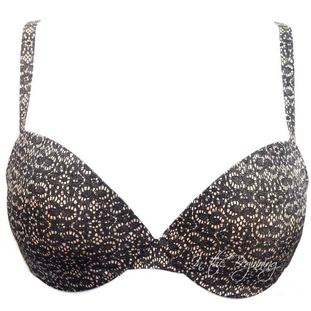 Felina 34C Black Nude Push Up Padded Bra NWT